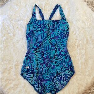 Speedo One-Piece Swimsuit 12 - Blue and Teal Floral